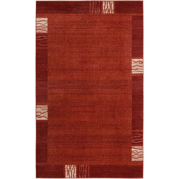 Unique Loom Del Mar Sarah Rust Red 5' 0 x 8' 0 Area Rug