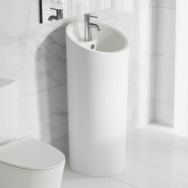 Swiss Madison St. Tropez 1-piece Pedestal Sink in Glossy White