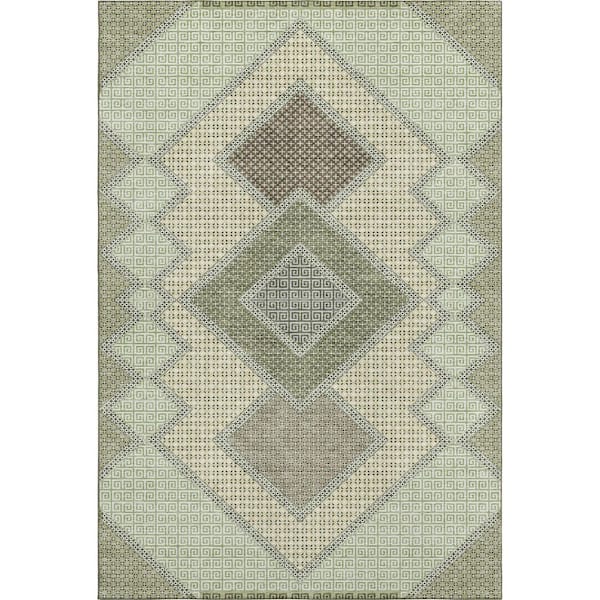 Mayfield Premium Machine Washable Abstract AMF2111 Green 10 ft. x 14 ft. Area Rug