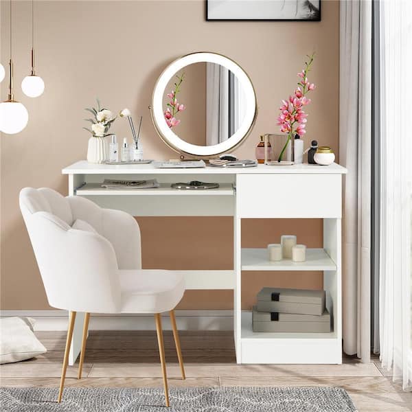 Costway 42.5 in. Retangular MDF White Wood Computer Desk