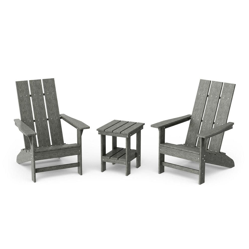 Freedom Dark Gray HDPE Plastic Modern Outdoor Adirondack Chair with Side Table (2-Pack) price history on PriceWatchPro