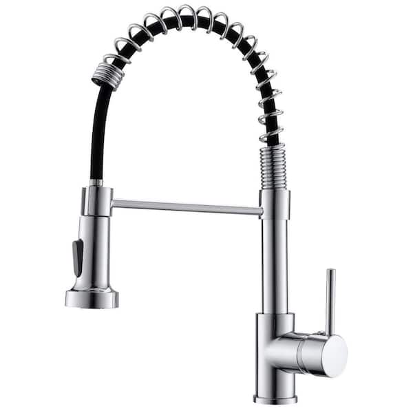 PERLIRIA INC Single Handle Pull Down Sprayer Kitchen Faucet with Power Clean in Chrome