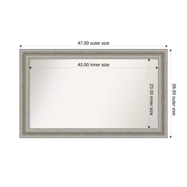Amanti Art Parlor Silver 47.5 in. x 28.5 in. Custom Non-Beveled Recycled Polystyrene Framed Bathroom Vanity Wall Mirror
