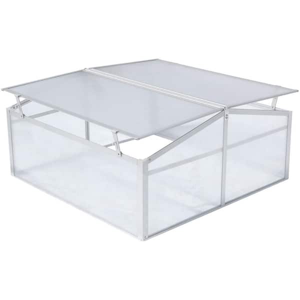 Hanover 39 in. Aluminum Double Garden Bed Cold Frame Mini-Greenhouse Plant Protector