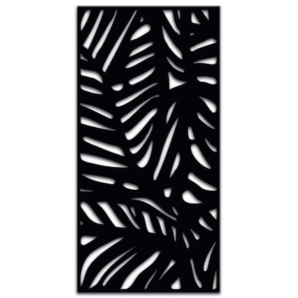 Oasis 3 ft. x 6 ft. Decorative Privacy Panel in Black Powder-Coated Steel with Screws