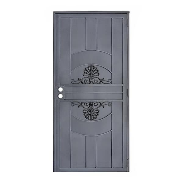 Grisham Brilliance 36 in. x 80 in. Black Perforated Universal/Reversible Steel Screen Security Door