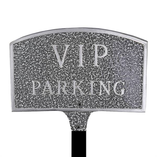 5.5 in. x 9 in. Small Arch VIP Parking Statement Plaque Sign with Lawn Stake - Swedish Iron