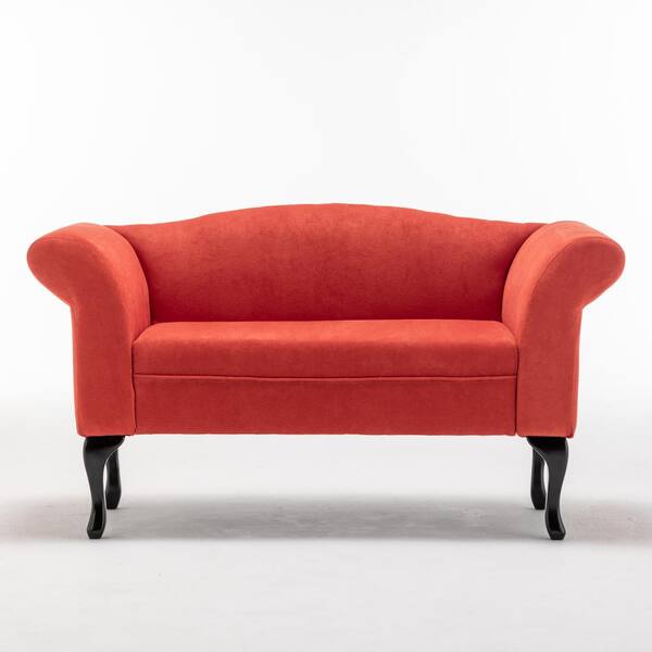 Siavonce 53" Loveseat Sofa, Small Upholstered Linen Oversized Chair 2 Seat Mid-Century Sofa for Living Room（Orange）
