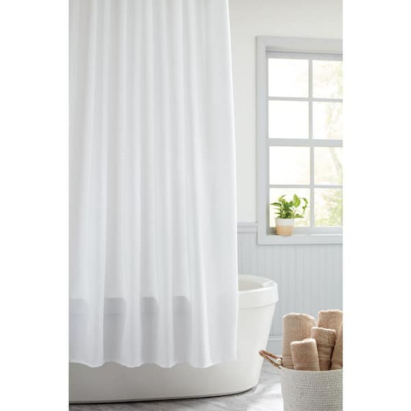 Glacier Bay 71 in. x 74 in. White Fabric InstaCurtain