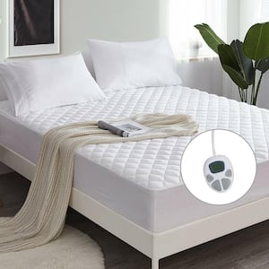 White Heated Electric Mattress Pad Twin Size with Dual Controller Auto Shut Off