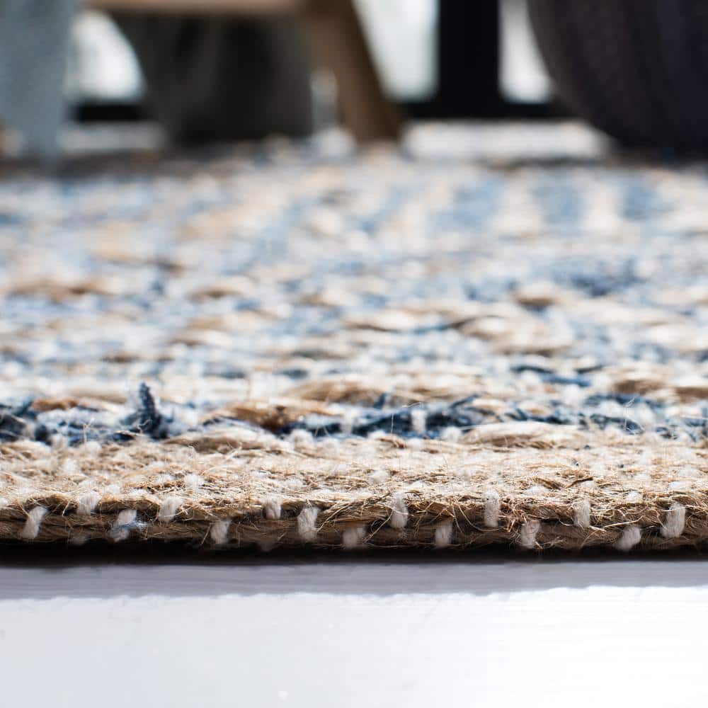 Cape Cod 10' x 14' Blue and Natural Braided Jute Rug