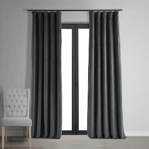 Natural Grey Velvet Rod Pocket Blackout Curtain - 50 in. W x 108 in. L (1 Panel)