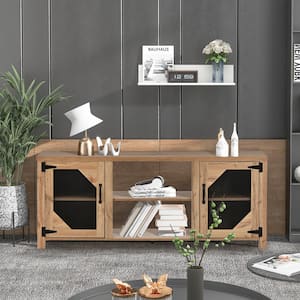 Brown TV Stand Fits TV's up to 65 in. with 3 Levels Adjustable Shelves