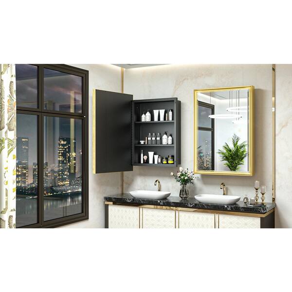 KeonJinn 24 in. W x 36 in. H Rectangular Aluminum Alloy Gold