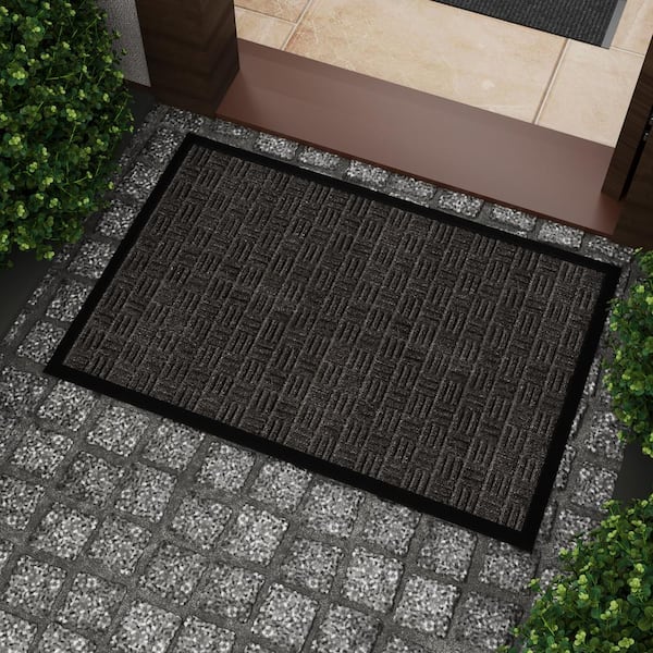 Easy clean, Waterproof Non-Slip 2x3 Indoor/Outdoor Rubber Doormat, 24 in. x 36 in., Black