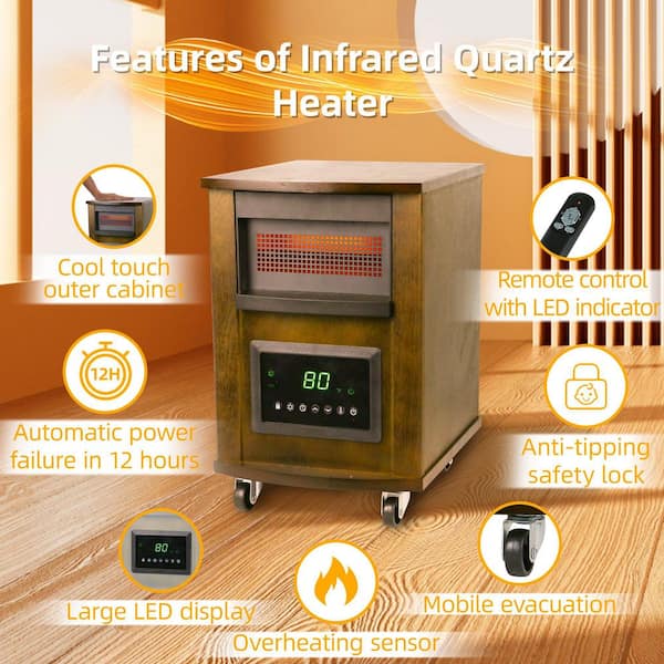 10.6 in. Electric Quartz Baseboard Heater Infrared Heating Remote Control,3 Heating Modes,12H Timer, Overheat Protection