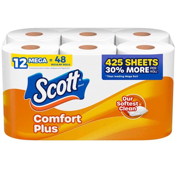 Mega Roll Comfort Plus Toilet Paper (425 Sheets Per Roll 12 Rolls Per-Pack) (8 pack of 12 Rolls per Pack)