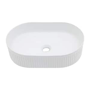 19 in. Oval Ceramic Bathroom Vessel Sink Porcelain Above Counter Art Basin