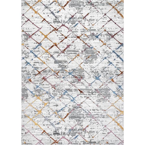 nuLOOM Delilah Modern Light Gray 2 ft. 8 in. x 8 ft. Abstract Indoor Runner Rug
