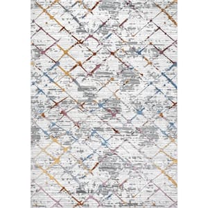 Delilah Modern Light Gray 5 ft. x 8 ft. Abstract Indoor Area Rug