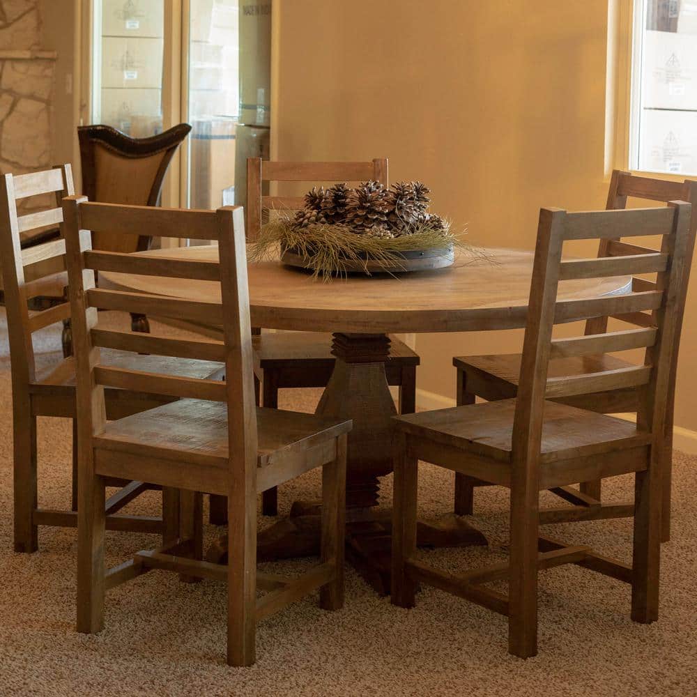 54 in. Round Natural Mango Wood Farmhouse Dining Table