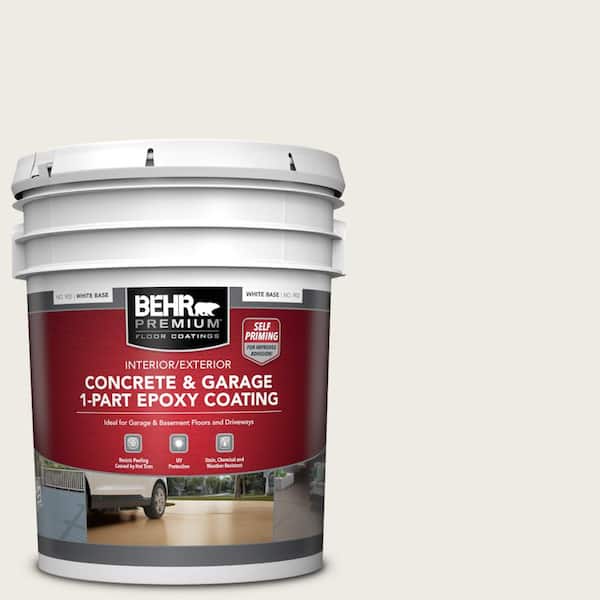 BEHR PREMIUM 5 gal. #GR-W08 Arcade White Self-Priming 1-Part Epoxy Satin Interior/Exterior Concrete and Garage Floor Paint