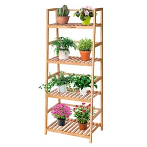 47.4 in. Tall Indoor/Outdoor Bamboo Wood Plant Stand (4-Tiered)