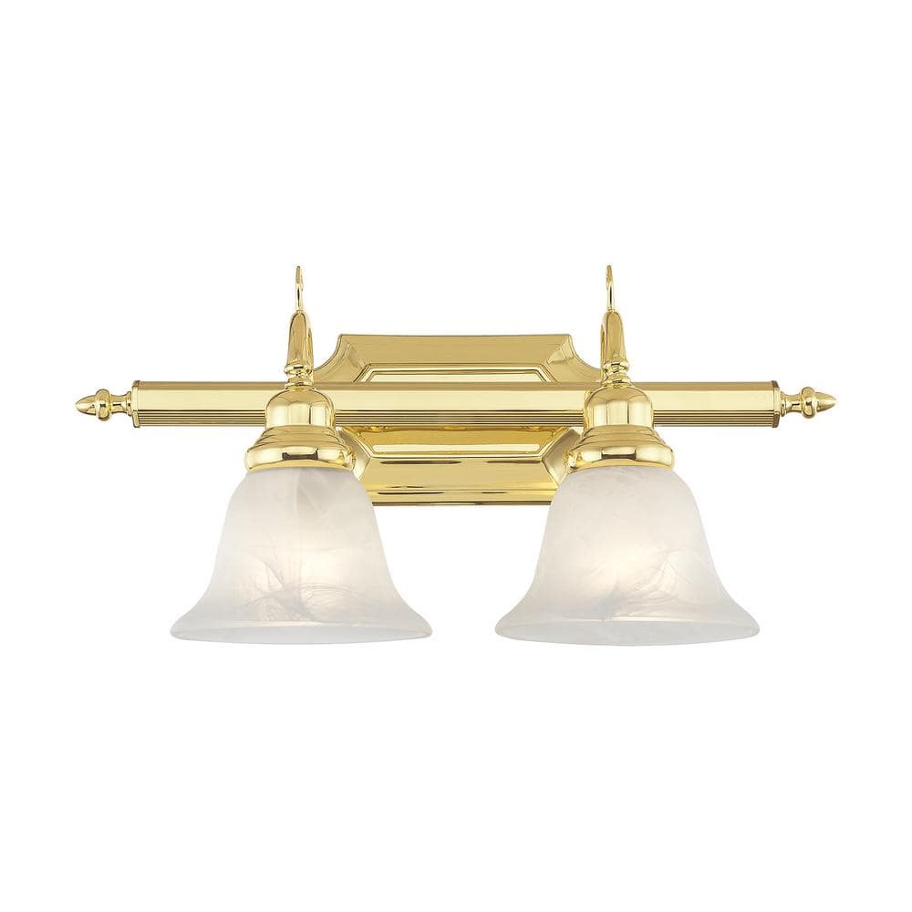 Polished Brass Traditional Bathroom Vanity Light with Bell Shades