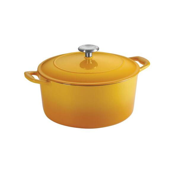 Neerwaarts staal verkorten Reviews for Tramontina Gourmet 5.5 qt. Round Enameled Cast Iron Dutch Oven  in Sunrise with Lid - The Home Depot