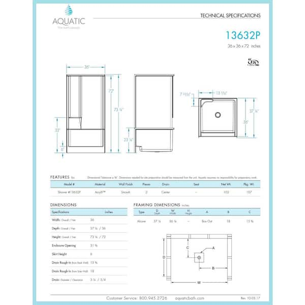 Aquatic Bath  Rectangular, Square, and Neo Angle Showers