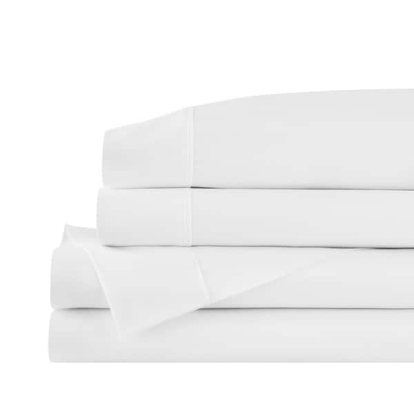 Home Decorators Collection 400 Thread Count Performance Cotton Sateen White 4-Piece Full Sheet Set