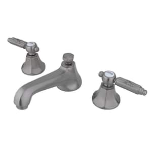 Georgian 8 in. Widespread 2-Handle Bathroom Faucets with Brass Pop-Up in Brushed Nickel