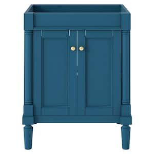 24 in. W x 18 in. D x 34 in. H Bath Vanity Cabinet without Top in Blue with 2-Tier Storage Cabinet