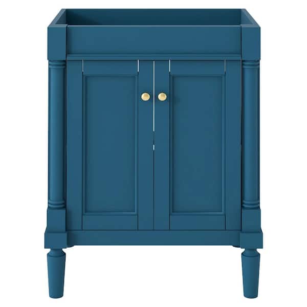 EPOWP 24 in. W x 18 in. D x 34 in. H Bath Vanity Cabinet without Top in Blue with 2-Tier Storage Cabinet