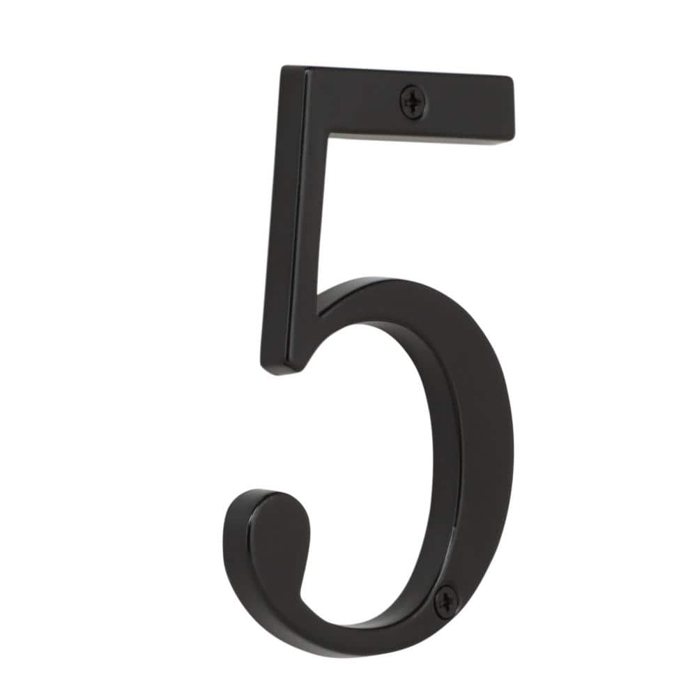 4-Inch Matte Black Zinc House Number 5