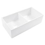 Bradstreet II 36 in. Farmhouse Double Bowl Crisp White Fireclay Kitchen Sink