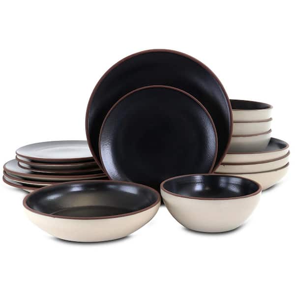 Gibson Elite Contempo Classic 16-Piece Casual Black Terra Cotta Dinnerware Set (Service for 4)