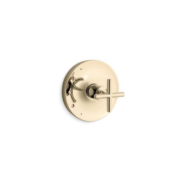 KOHLER Purist 1-Handle Rite-Temp Valve Trim with Cross Handle in Vibrant French Gold
