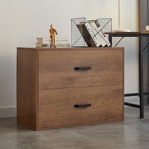 2-Drawer Brown 24.00 in.H x 15.75 in. W x 30.10 in. D Wood Bookcase, Storage Lateral File Cabinet for Home/Office