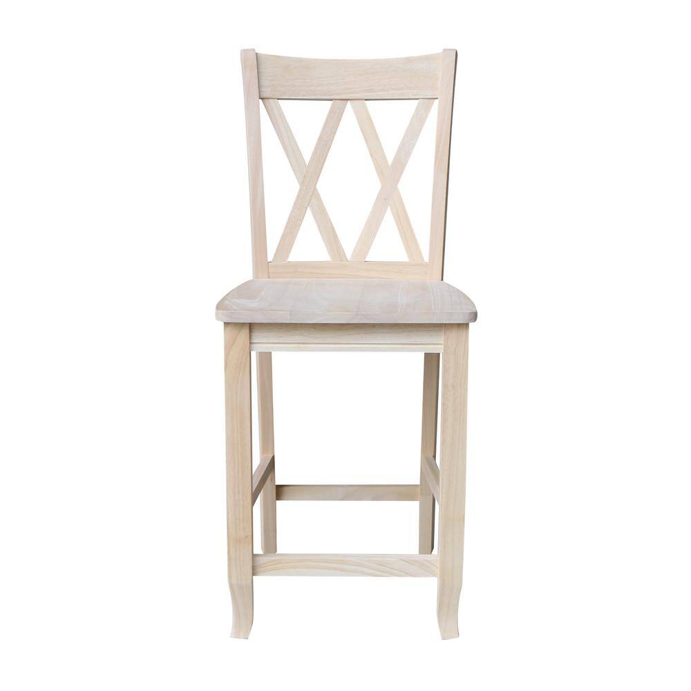 Eco-Friendly Parawood 24" Swivel Double X-Back Barstool - Unfinished
