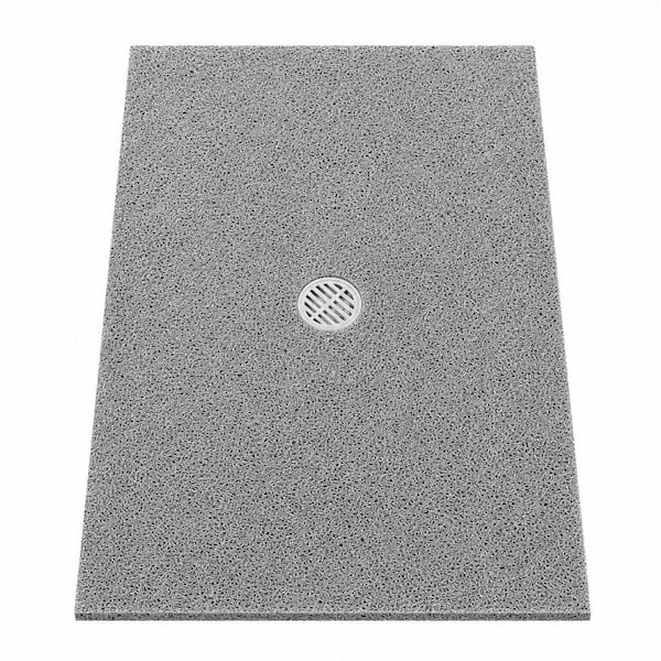 31.5 in. x 47.2 in. Shower Mats for Inside Shower with Drain Hole in Grey, Soft PVC Loofah Anti Slip Shower Stall Mat