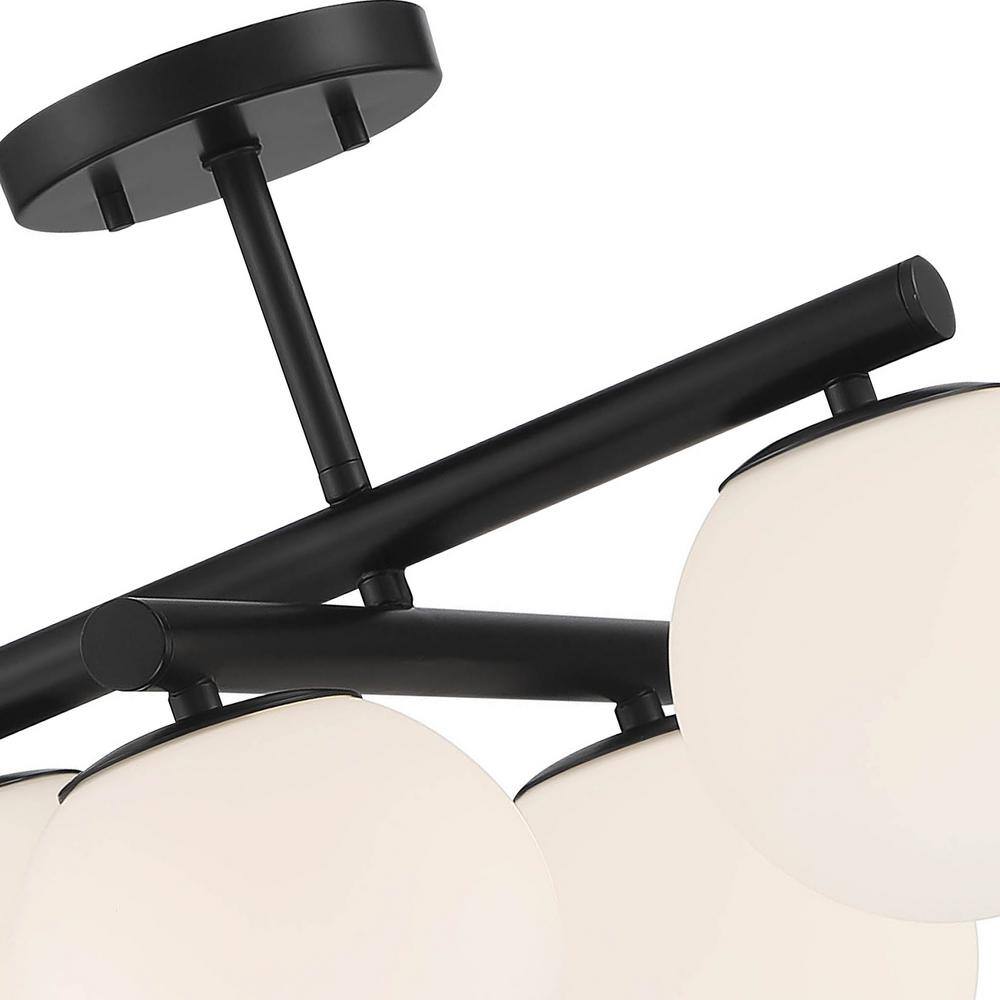 Crown Heights 18" Matte Black Steel Semi-Flush Mount with Etched Opal Glass