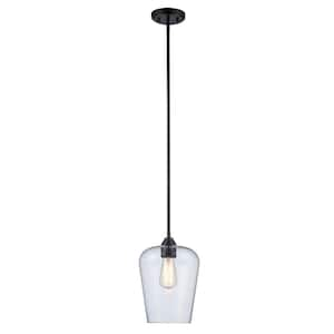 Kieran 1-Light Black Pendant Light Fixture with Clear Glass Shade