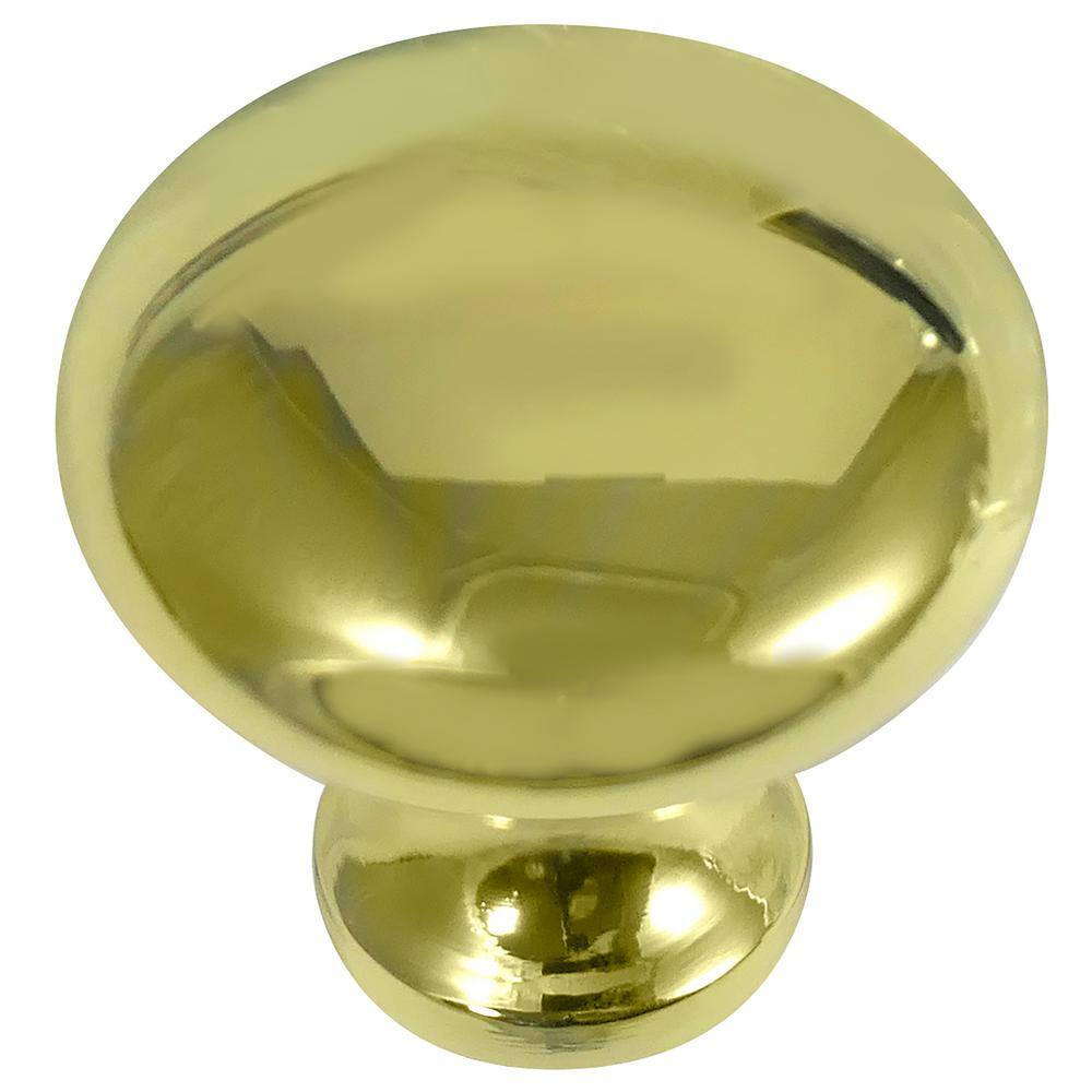 Polished Brass Round Cabinet Knob with Mounting Hardware