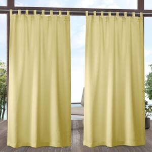 Cabana Sundress Yellow/Beige Solid Light Filtering Hook-and-Loop Tab Indoor/Outdoor Curtain 54in W x 84in L (Set of 2)