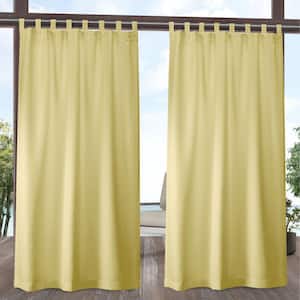 Cabana Sundress Yellow/Beige Solid Light Filtering Hook-and-Loop Tab Indoor/Outdoor Curtain 54in W x 96in L (Set of 2)