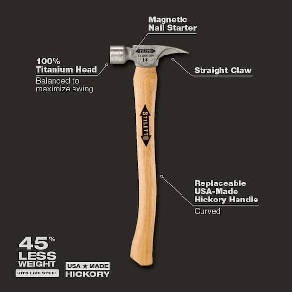 14 Oz. Titanium Smooth Face Hammer with 18 in. Curved Hickory Handle