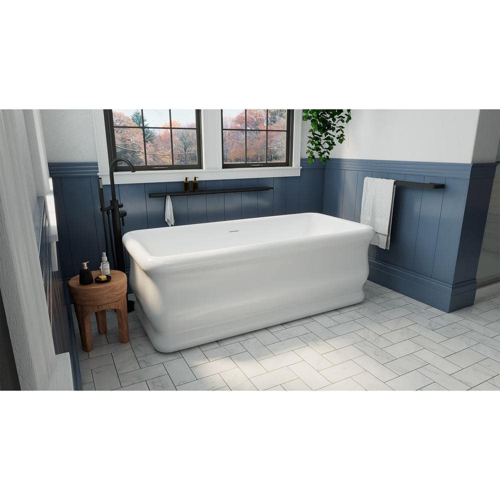Crest 70.88 in. x 32.67 in. Acrylic Freestanding Soaking Bathtub in White with Center Drain in Chrome price history on PriceWatchPro