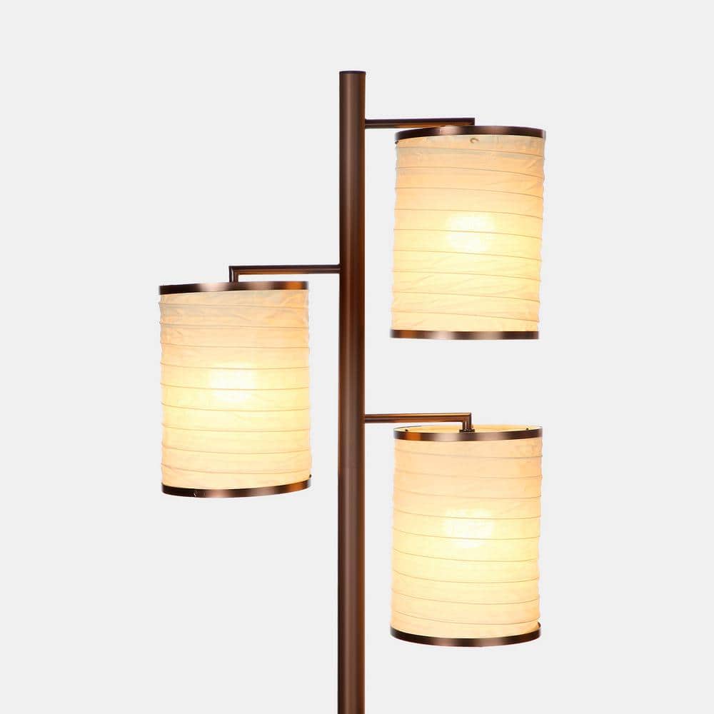 Liam Bronze Multi-Head LED Floor Lamp with Fabric Shades