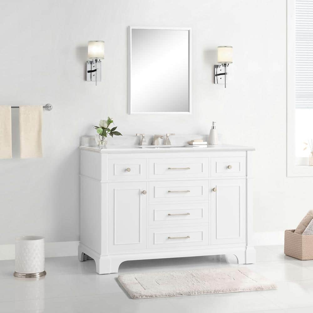 Buy Melpark 48 in. W x 22 in. D x 34.5 in. H Bath Vanity in White with ...